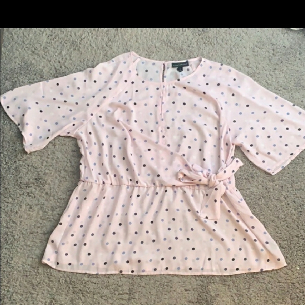 Pink Polka dot blouse with bow